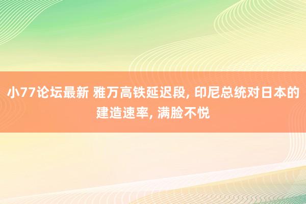 小77论坛最新 雅万高铁延迟段， 印尼总统对日本的建造速率， 满脸不悦