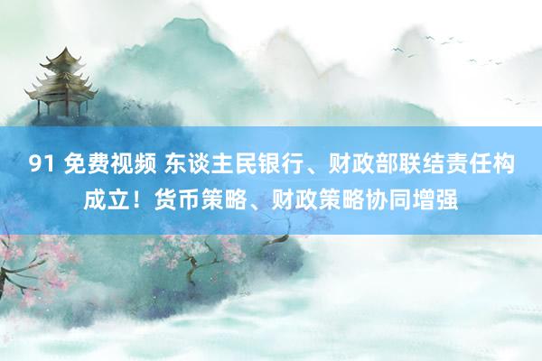 91 免费视频 东谈主民银行、财政部联结责任构成立！货币策略、财政策略协同增强