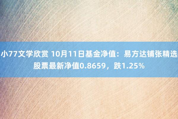 小77文学欣赏 10月11日基金净值：易方达铺张精选股票最新净值0.8659，跌1.25%