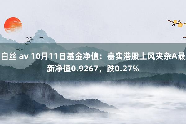 白丝 av 10月11日基金净值：嘉实港股上风夹杂A最新净值0.9267，跌0.27%