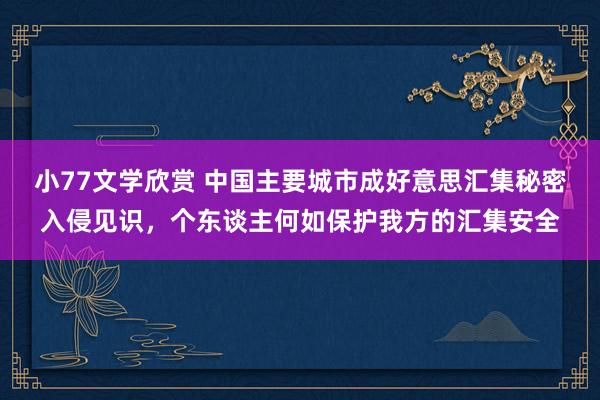 小77文学欣赏 中国主要城市成好意思汇集秘密入侵见识，个东谈主何如保护我方的汇集安全