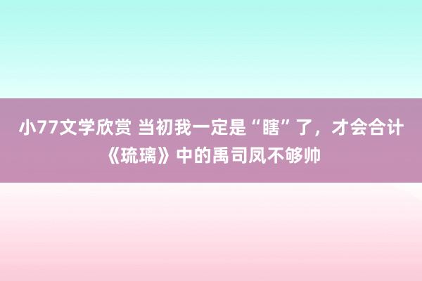 小77文学欣赏 当初我一定是“瞎”了，才会合计《琉璃》中的禹司凤不够帅