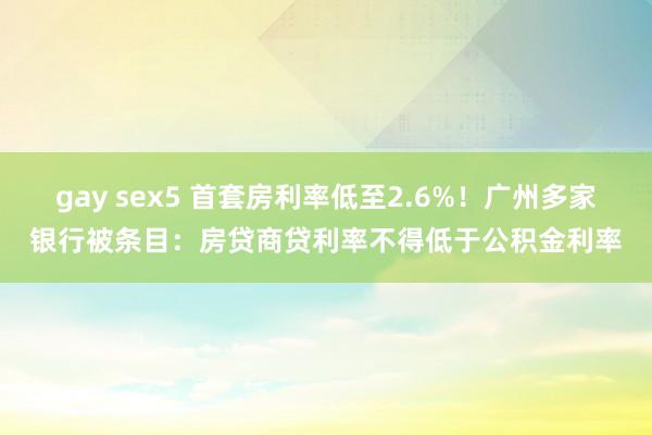 gay sex5 首套房利率低至2.6%！广州多家银行被条目：房贷商贷利率不得低于公积金利率