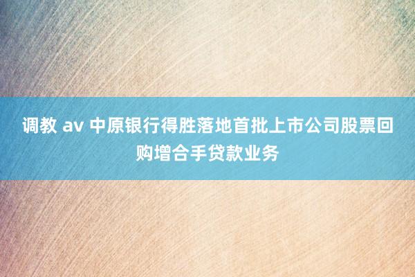 调教 av 中原银行得胜落地首批上市公司股票回购增合手贷款业务