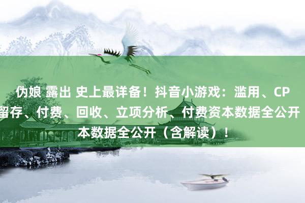 伪娘 露出 史上最详备！抖音小游戏：滥用、CPM、CTR、留存、付费、回收、立项分析、付费资本数据全公开（含解读）！