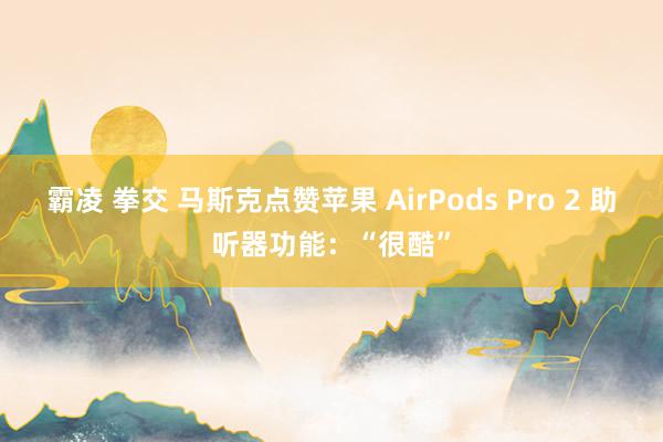 霸凌 拳交 马斯克点赞苹果 AirPods Pro 2 助听器功能：“很酷”