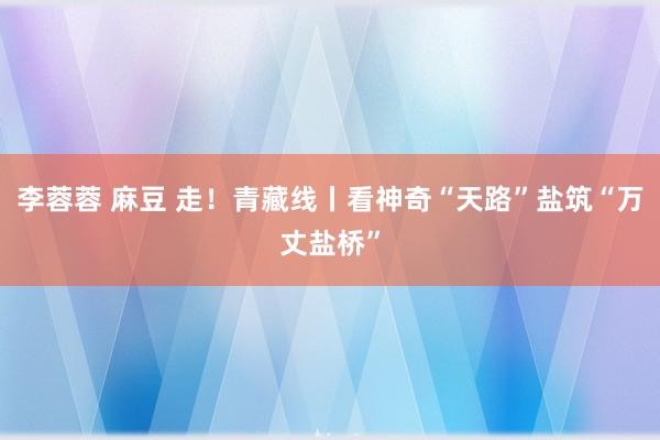 李蓉蓉 麻豆 走！青藏线丨看神奇“天路”盐筑“万丈盐桥”