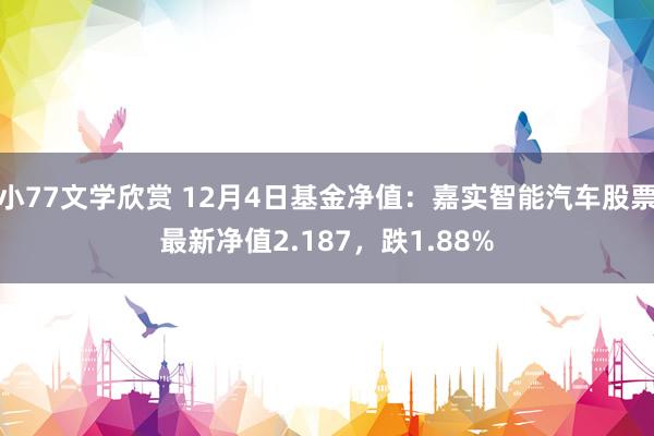 小77文学欣赏 12月4日基金净值：嘉实智能汽车股票最新净值2.187，跌1.88%