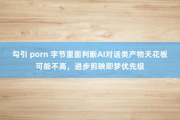 勾引 porn 字节里面判断AI对话类产物天花板可能不高，进步剪映即梦优先级