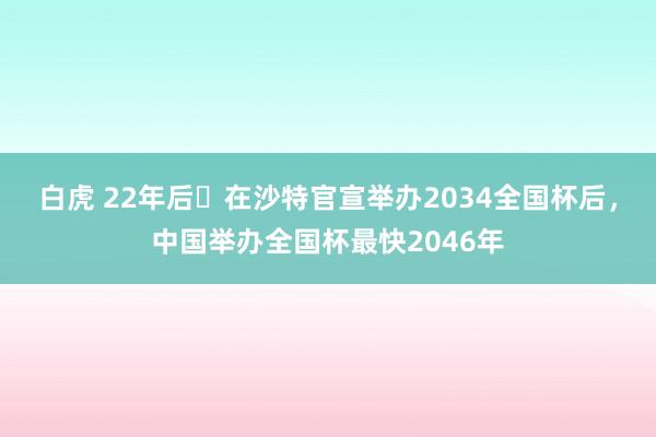 白虎 22年后❗在沙特官宣举办2034全国杯后，中国举办全国杯最快2046年