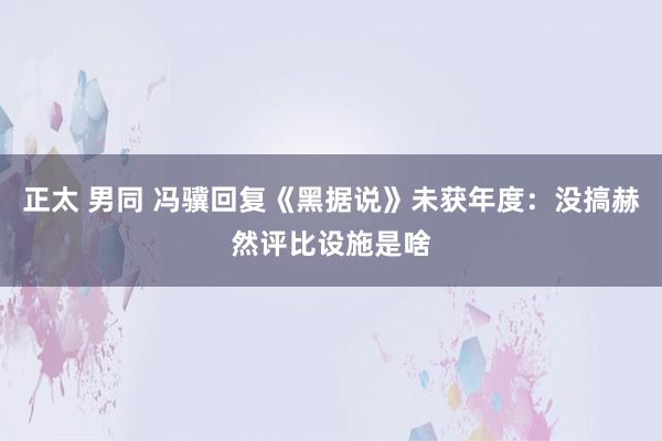 正太 男同 冯骥回复《黑据说》未获年度：没搞赫然评比设施是啥