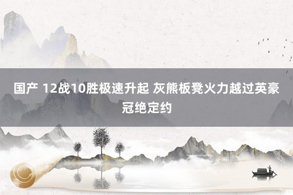 国产 12战10胜极速升起 灰熊板凳火力越过英豪冠绝定约