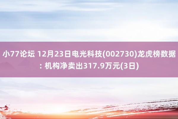 小77论坛 12月23日电光科技(002730)龙虎榜数据: 机构净卖出317.9万元(3日)