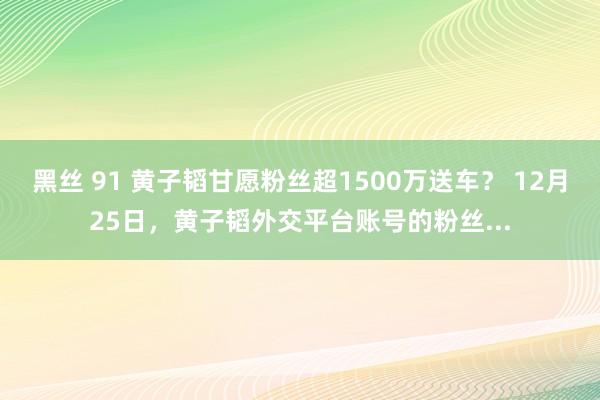 黑丝 91 黄子韬甘愿粉丝超1500万送车？ 12月25日，黄子韬外交平台账号的粉丝...