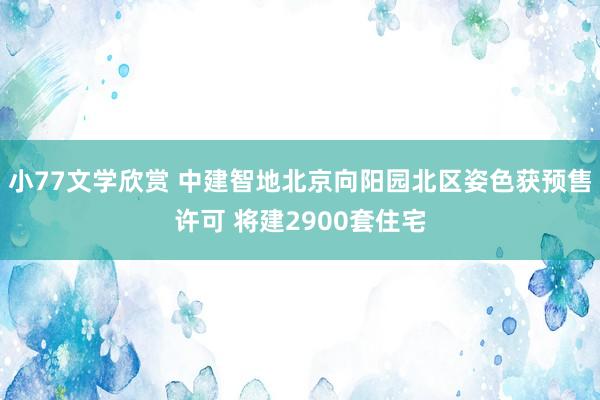 小77文学欣赏 中建智地北京向阳园北区姿色获预售许可 将建2900套住宅