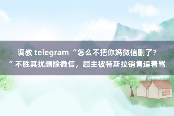 调教 telegram “怎么不把你妈微信删了？”不胜其扰删除微信，顾主被特斯拉销售追着骂