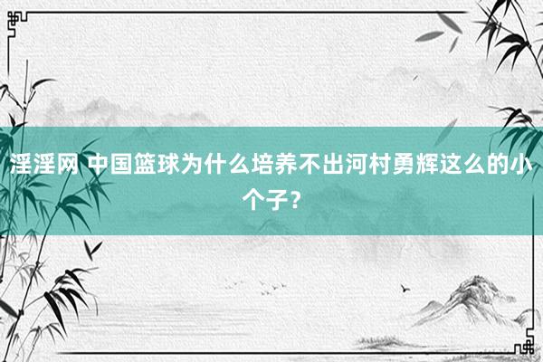 淫淫网 中国篮球为什么培养不出河村勇辉这么的小个子？