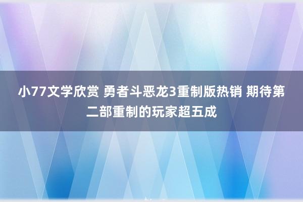 小77文学欣赏 勇者斗恶龙3重制版热销 期待第二部重制的玩家超五成